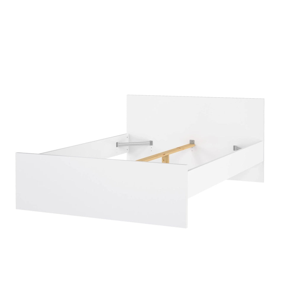 Letto piazza e mezza Gustava, Sommier per camera da letto, Giroletto per stanza, Struttura porta materasso, 197x146 h80 cm, Bianco lucido