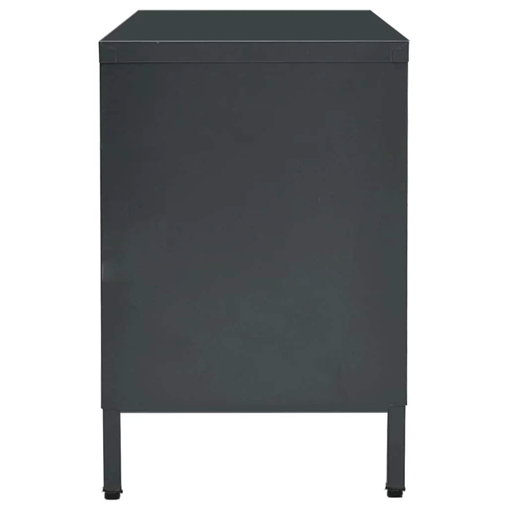 Mobile TV multimediale scaffale TV credenza mobile TV sala da pranzo soggiorno camera da letto antracite 105 x 35 x 52 cm acciaio e vetro antracite 02_0026390
