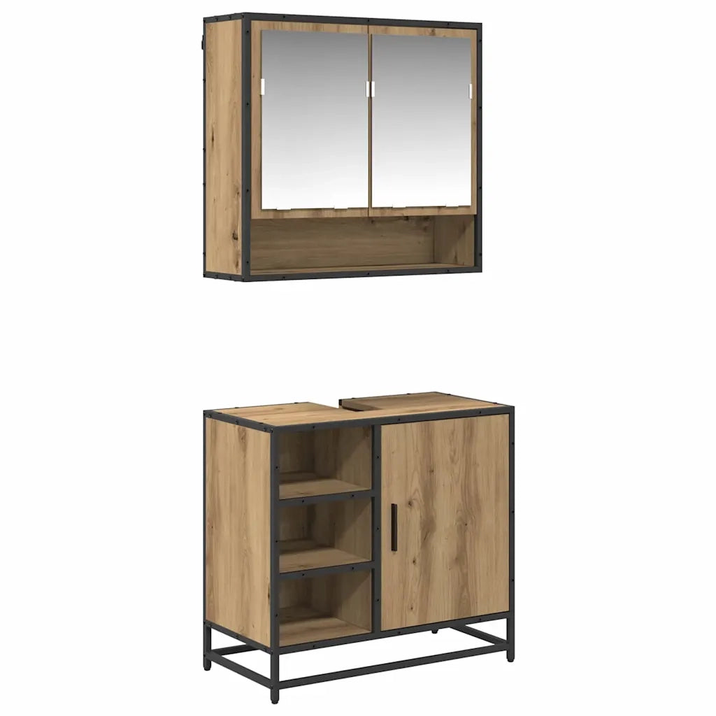 Set di mobili per il bagno con porta 2 pcs Rovere artigianale