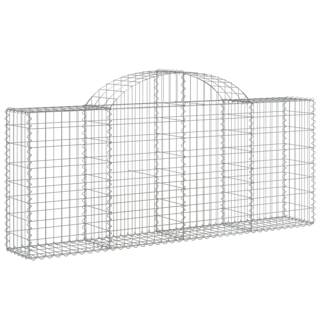 Cestini gabbioni recinzione a gabbia muro di contenimento ad arco 10 pezzi 200 x 30 x 80/100 cm ferro zincato argento 02_0040233