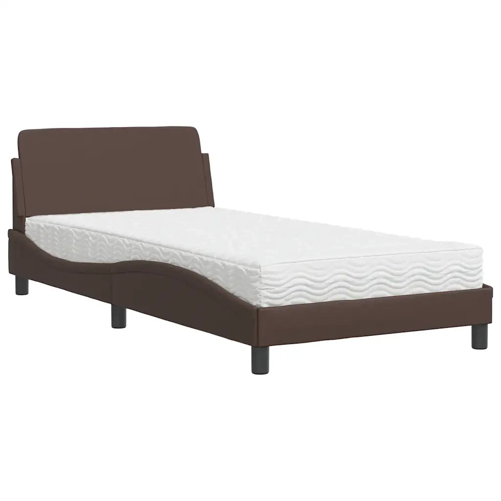 Letto con Materasso Dover Marrone 100x200cm in Similpelle 3208359
