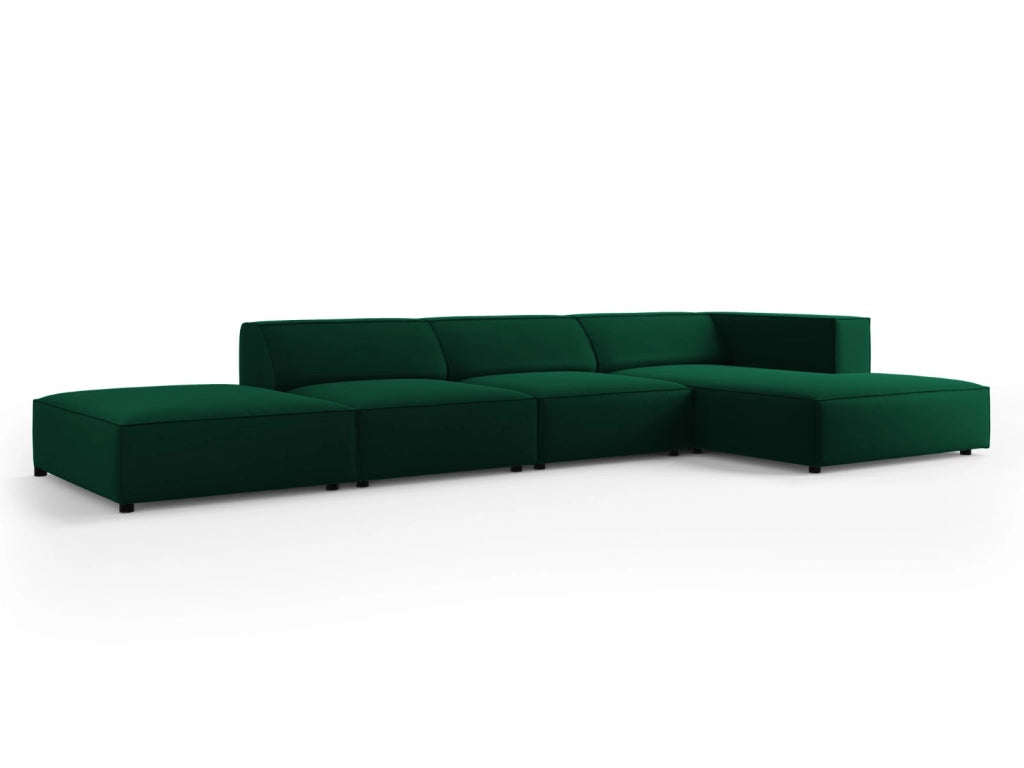 Cosmopolitan Design - Divano angolare destro "Arendal" 5 posti in velluto verde bottiglia 