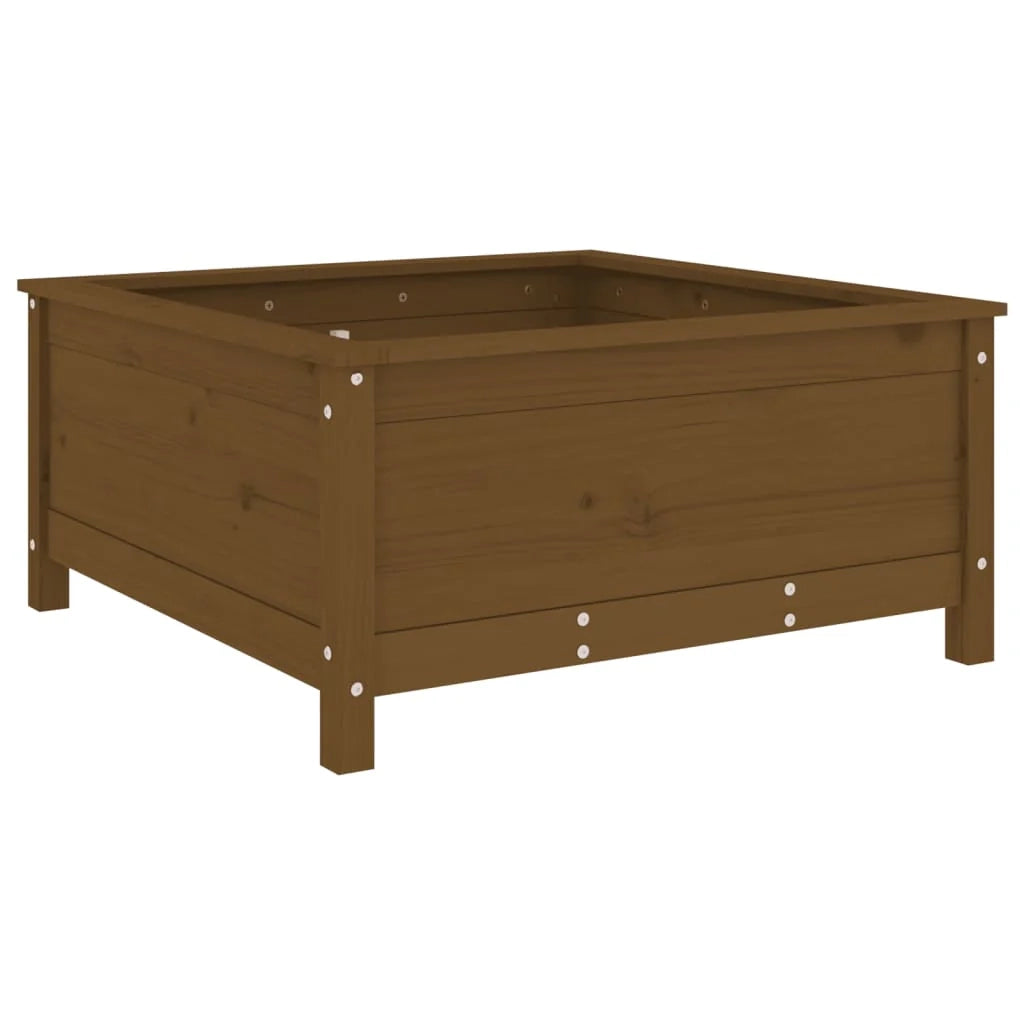 Fioriera rialzata per piante e fiori terrazza giardino 82,5 x 82,5 x 39 cm legno massello di pino marrone 02_0037945