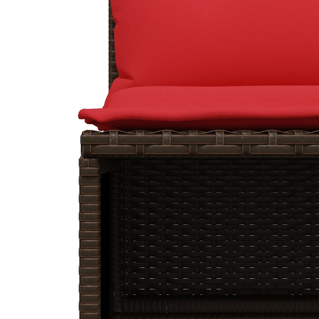 Set Divani da Giardino 4 pz con Cuscini Marrone in Polyrattan 368377