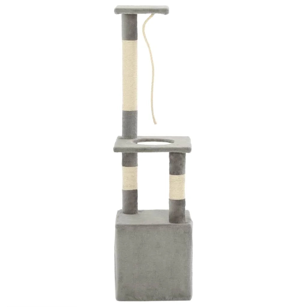 Tiragraffi albero per gatti cuccia per gatti giocattolo peluche sisal 109 cm grigio 3702239
