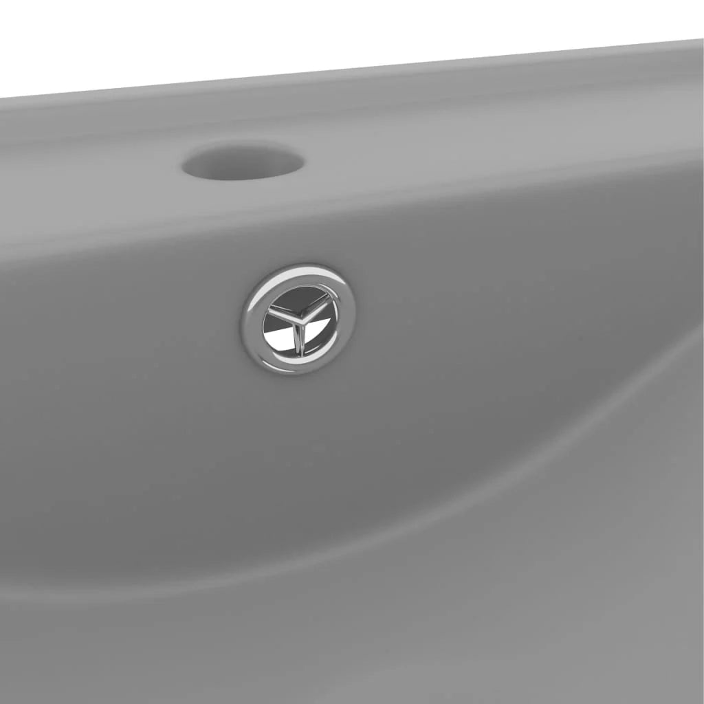 Lavabo con foro per rubinetto lavabo da appoggio lavabo per bagno cucina arredamento 60 x 46 cm ceramica grigio chiaro opaco 02_0002768