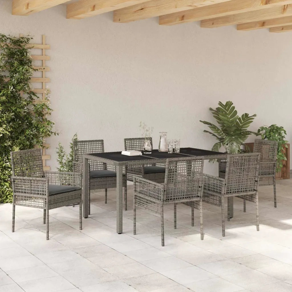 Set da Pranzo per Giardino 7 pcs Grigio polyrattan 3334874