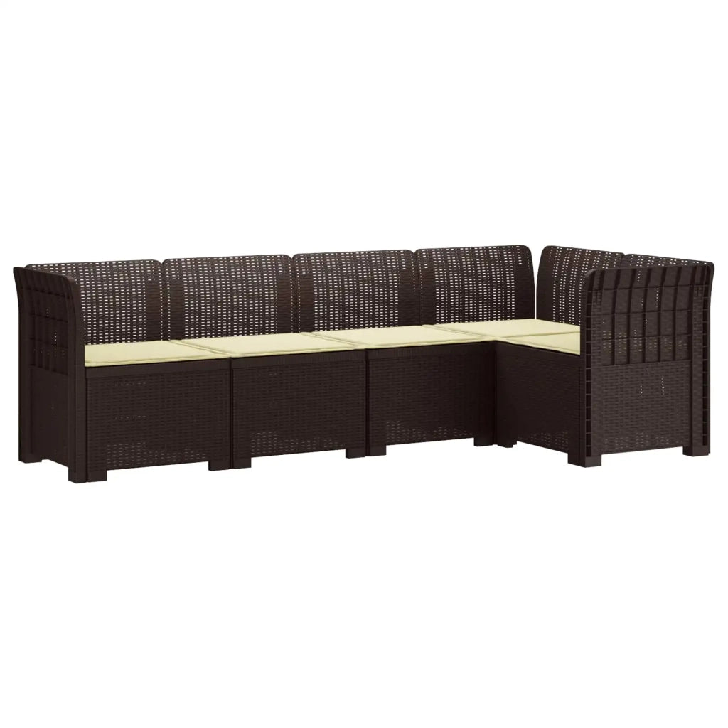 Divano da Giardino 5 Posti con Cuscini Stile Rattan PP Marrone 3444038
