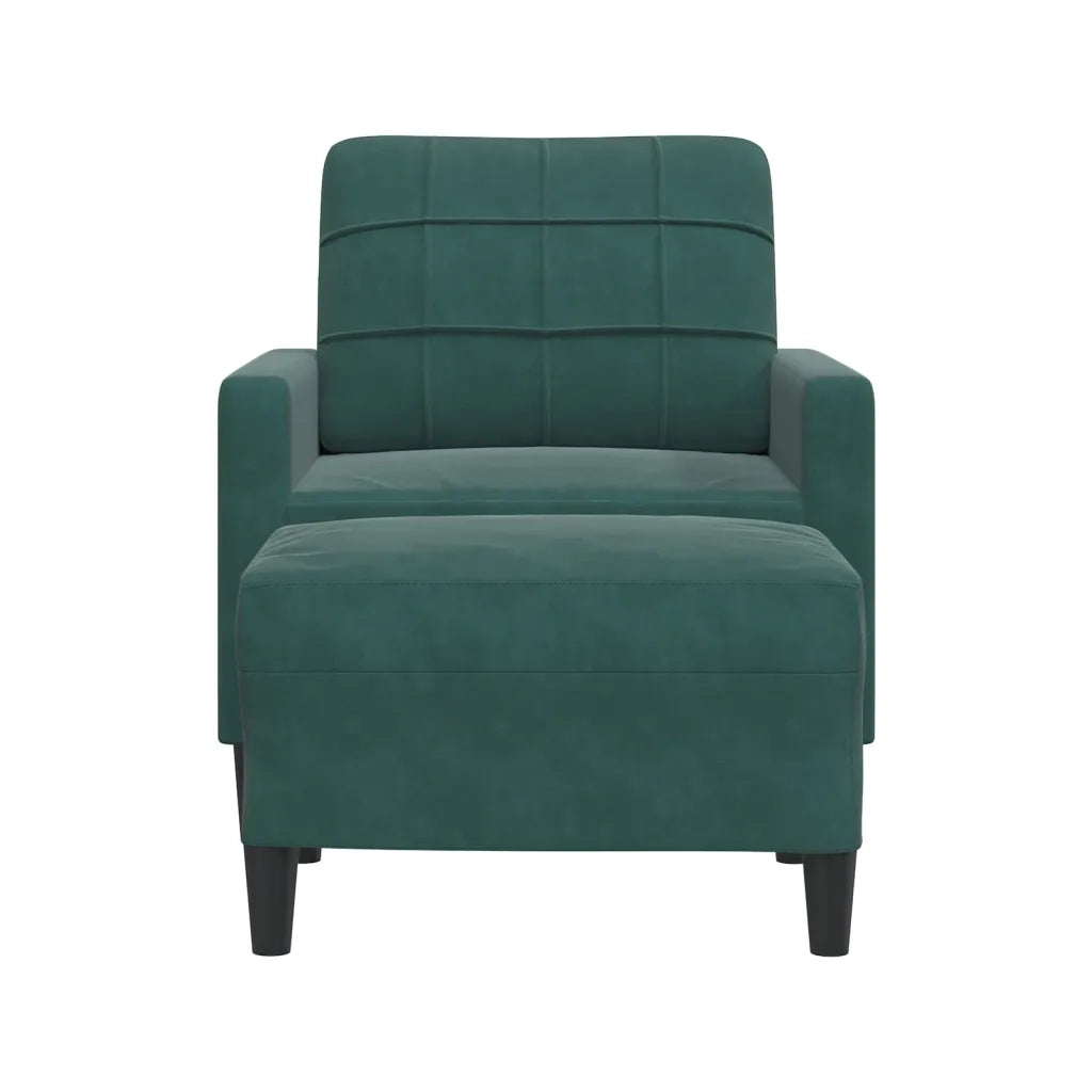 vidaXL Poltroncina con Poggiapiedi Verde Scuro 60 cm in Velluto