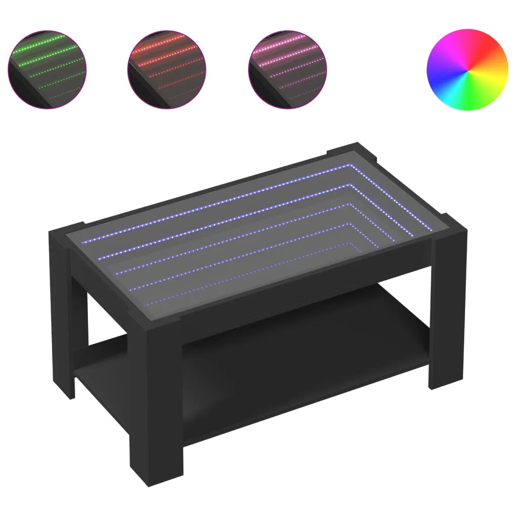 Tavolino Salotto con LED Nero 93x53x45 cm Legno Multistrato