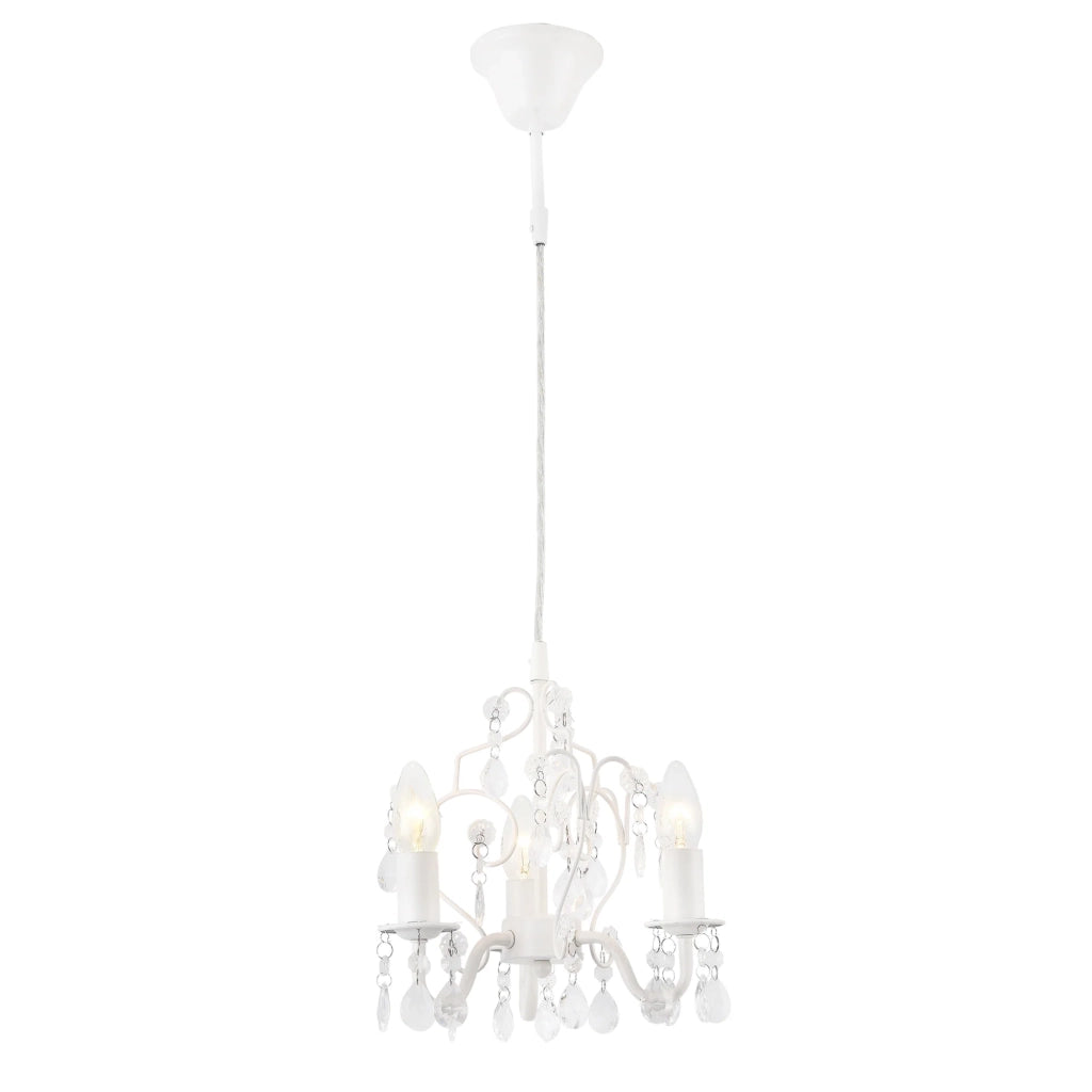 Lampadario di cristallo 40 watt metallo e plastica bianca 03_0002812