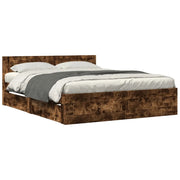 Letto matrimoniale | Letto per adulti | Giroletto con Testiera Rovere Fumo 160x200 cm Legno Multistrato