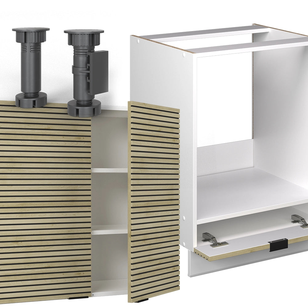 Vicco Cucina angolare completa Pannello di quercia/bianco 160 x 190 cm , PL Antracite