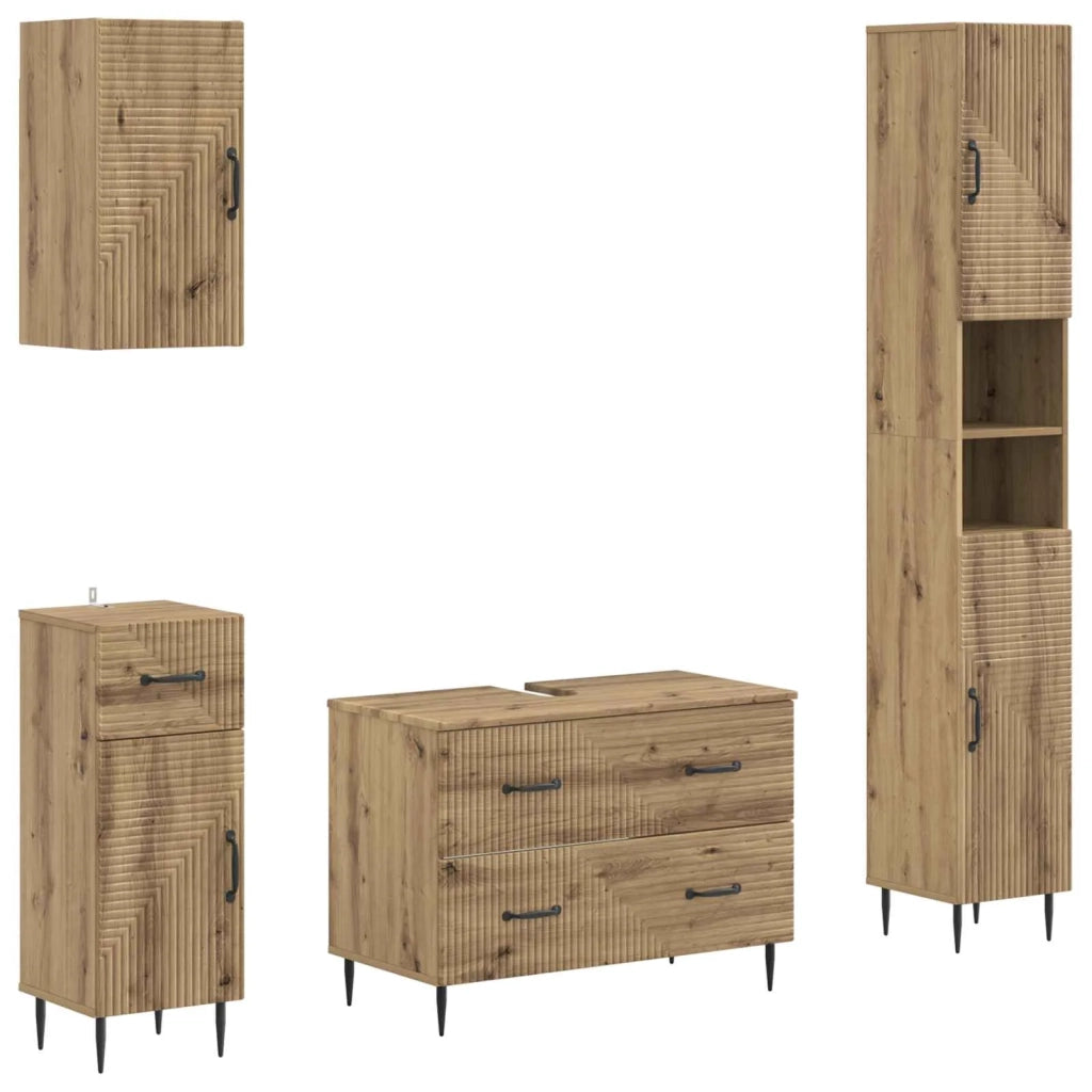 Set di Mobili da Bagno da 4 Pezzi HAARLEM Rovere Artigianale 3417944