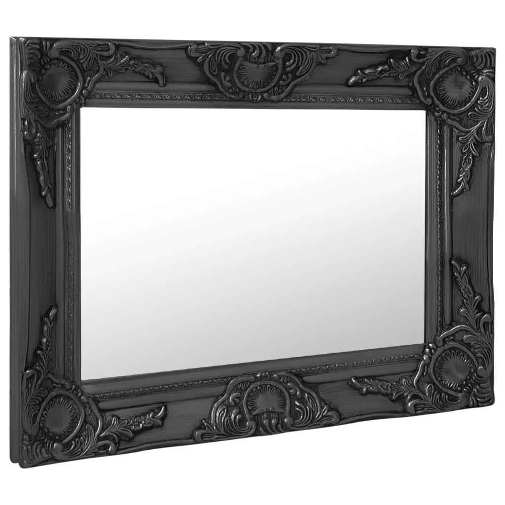 Specchio da Parete | Specchio decorativo Stile Barocco 50x40 cm Nero
