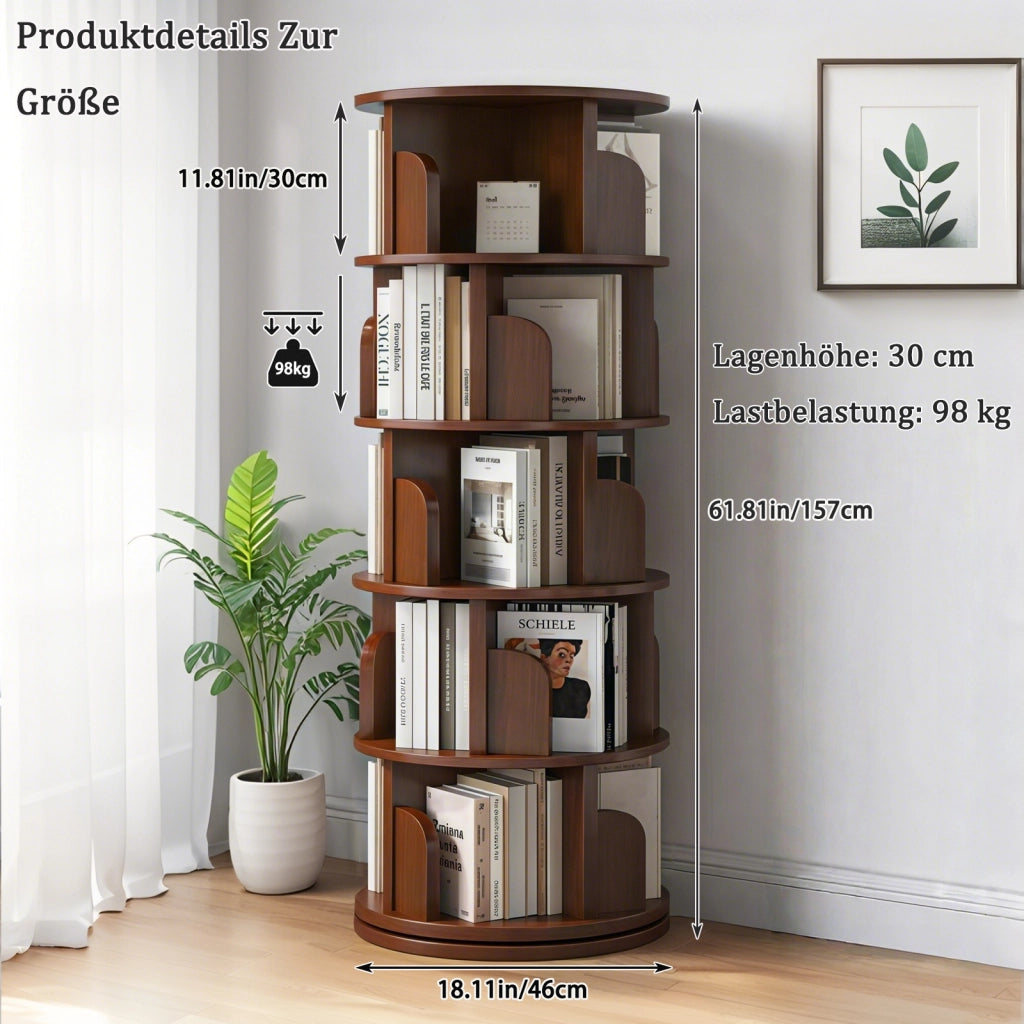 LIBRERIA girevole 360° 59 x 56 x 26 cm MDF noce