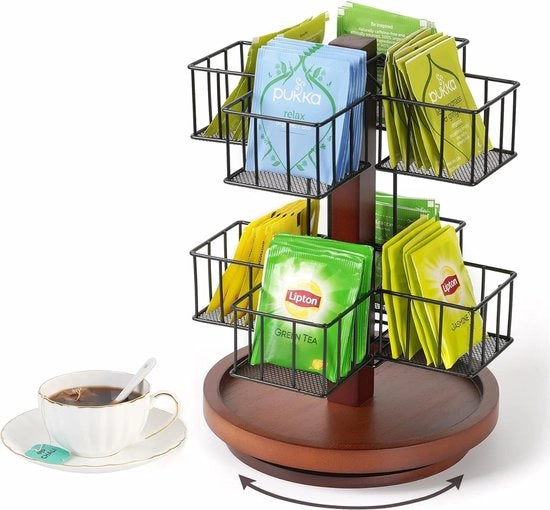Teodose per sacchetti di tè, supporto per sacchetti di tè 8 celle, organizzatore per tè, sacchetti di tè in posizione verticale, contenitore di archiviazione, dispenser per sacchetti di tè per 80 sacchetti
