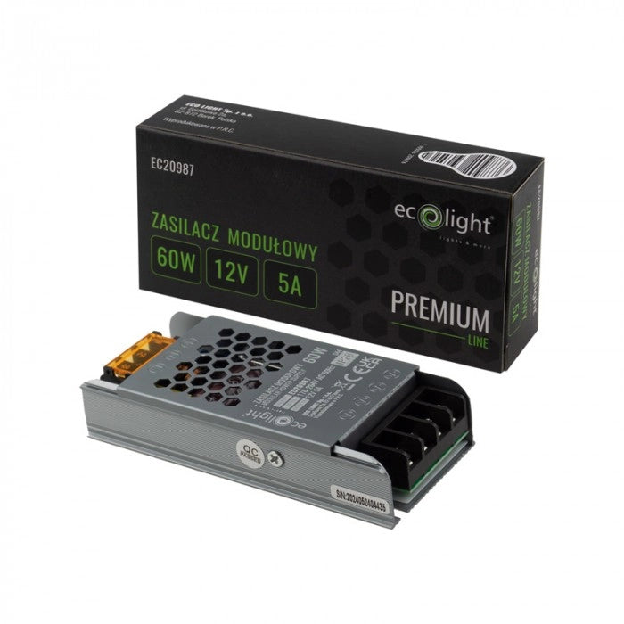 Alimentatore LED slim modulare 60W 12V IP20 Ecolight