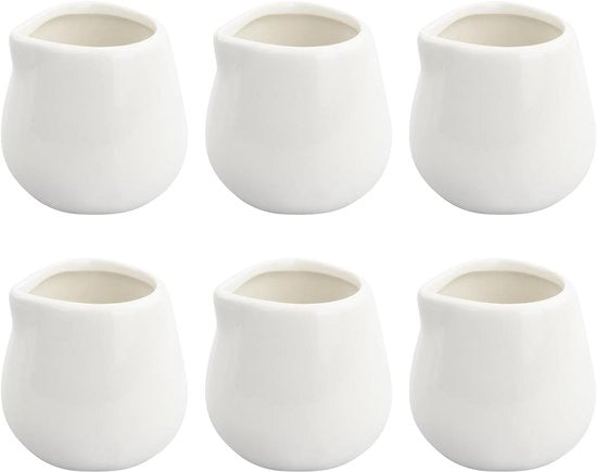 Set di secchielli in ceramica - 6 pezzi - bianchi - 100 ml