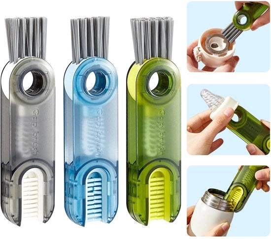 Borsetto per pulizia di aperture in coppe, spazzolino per bottiglie 3 in 1, pulitore per aperture in coppe, spazzolino per pulizia di aperture in cucina, attrezzo per pulizia di aperture in cucina (3 pezzi, stile 4)