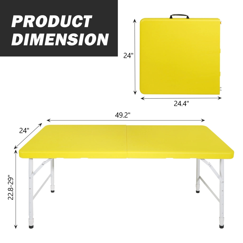 Tavolo Pieghevole Salvaspazio con Manico ¨C MINIMAL ¨C Altezza Regolabile, 135kg, Giallo