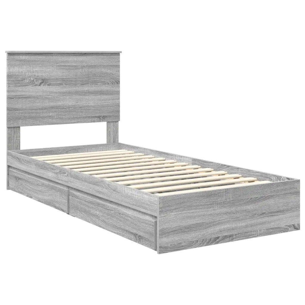 Letto con Contenitore con testiera Grigio Sonoma 90 x 200 cm 3411248