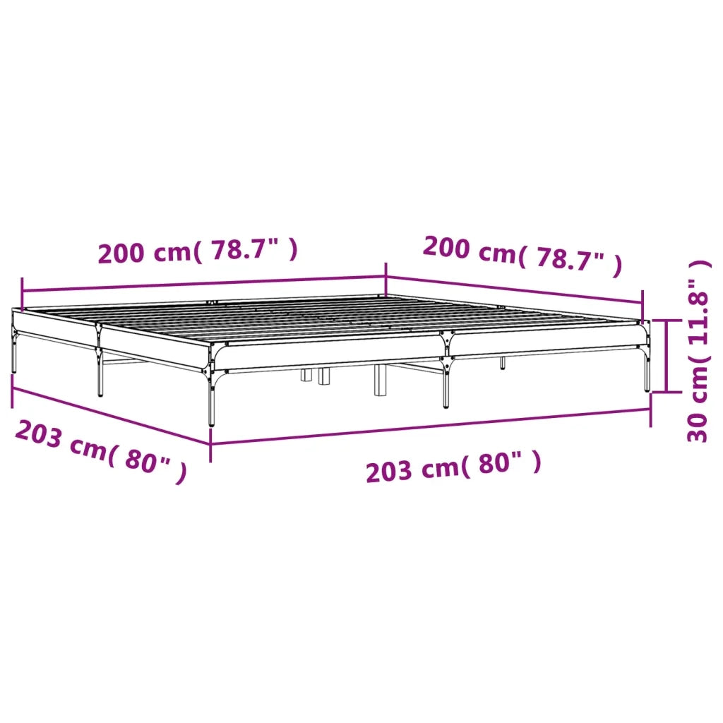 Giroletto-Struttura Letto Rovere Sonoma 200x200 cm Legno Multistrato e Metallo 449332