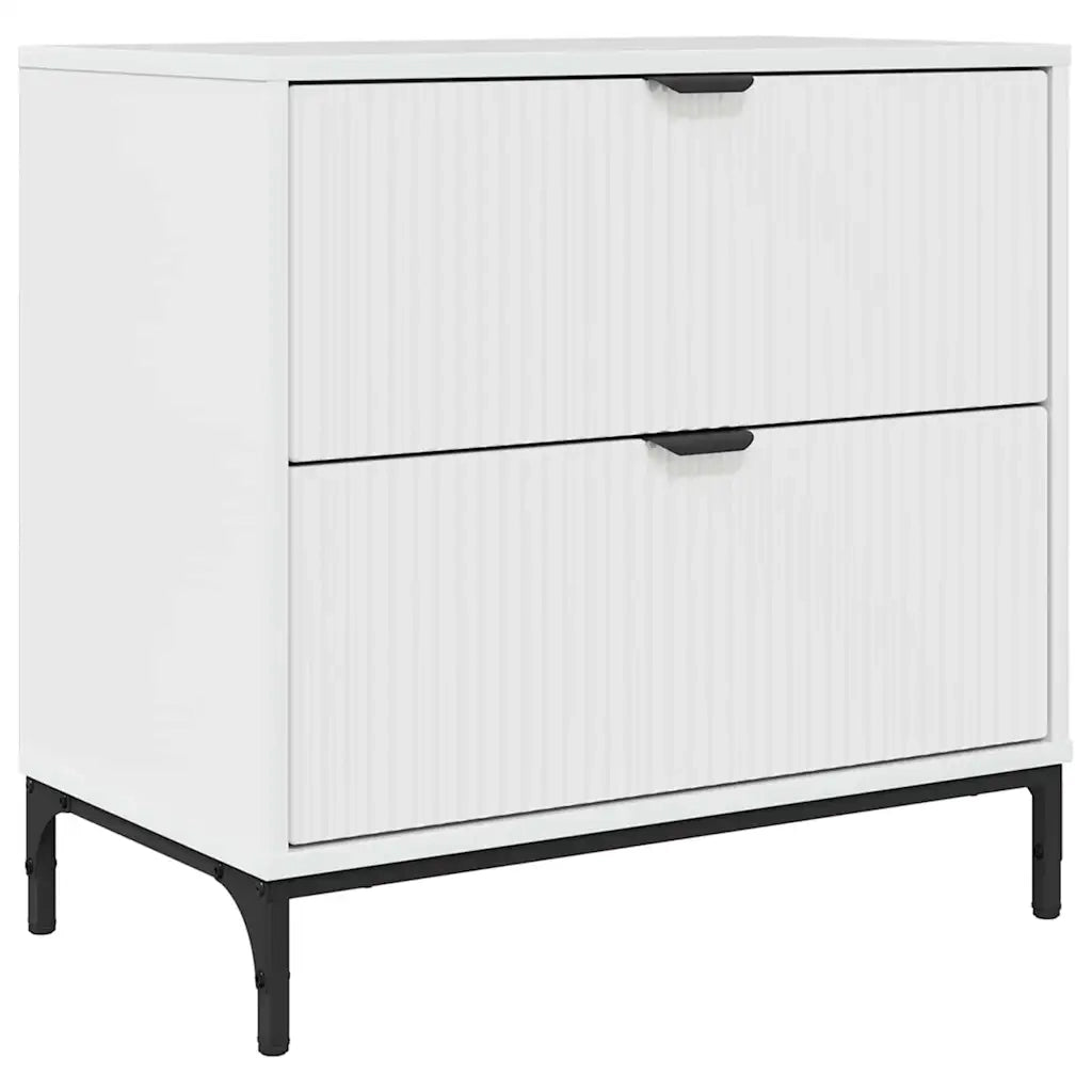 Comodino Bianco lucido 63.5 x 36 x 61 cm Legno multistrato