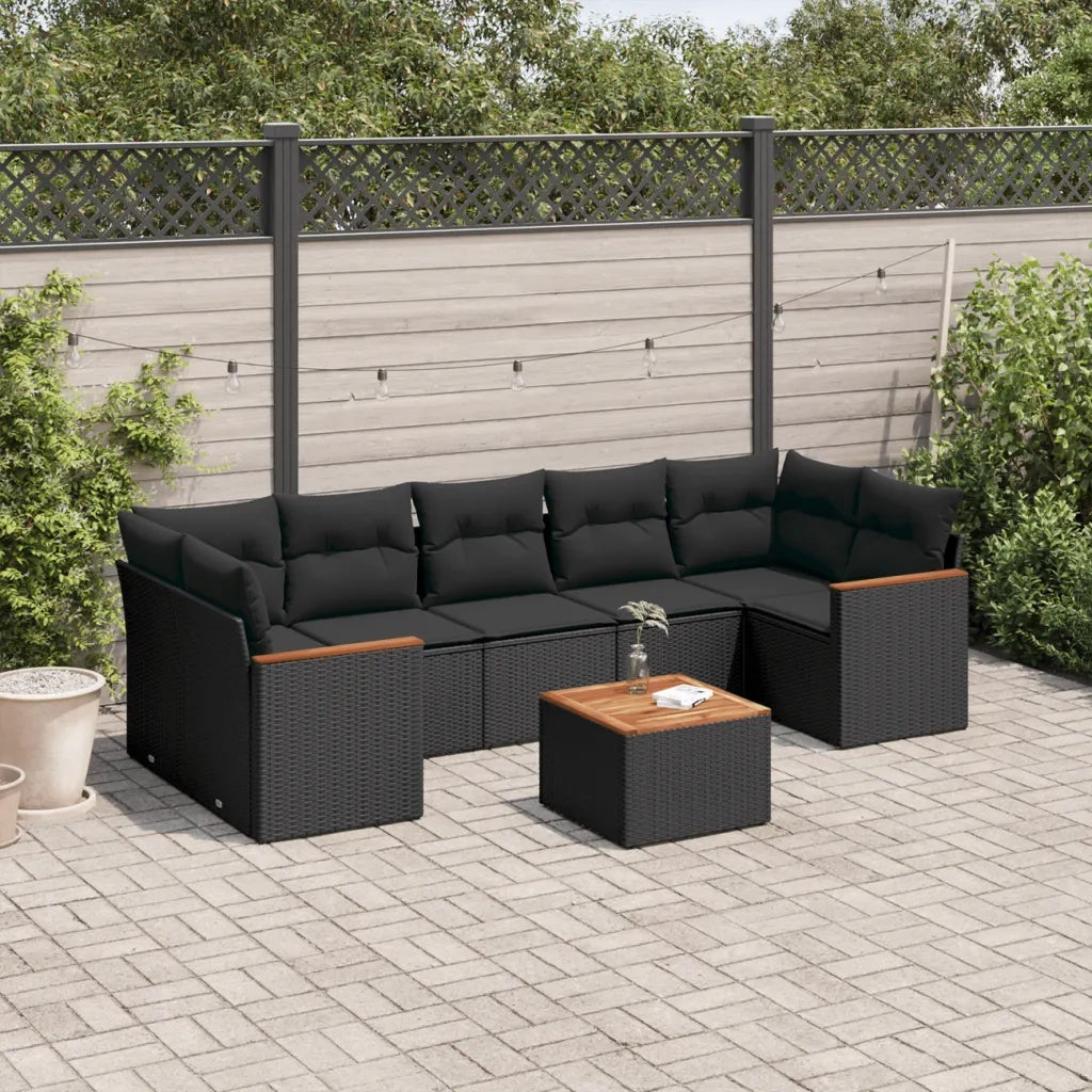Set Divani da Giardino con Cuscini 8 pz Nero in Polyrattancod mxl 90629