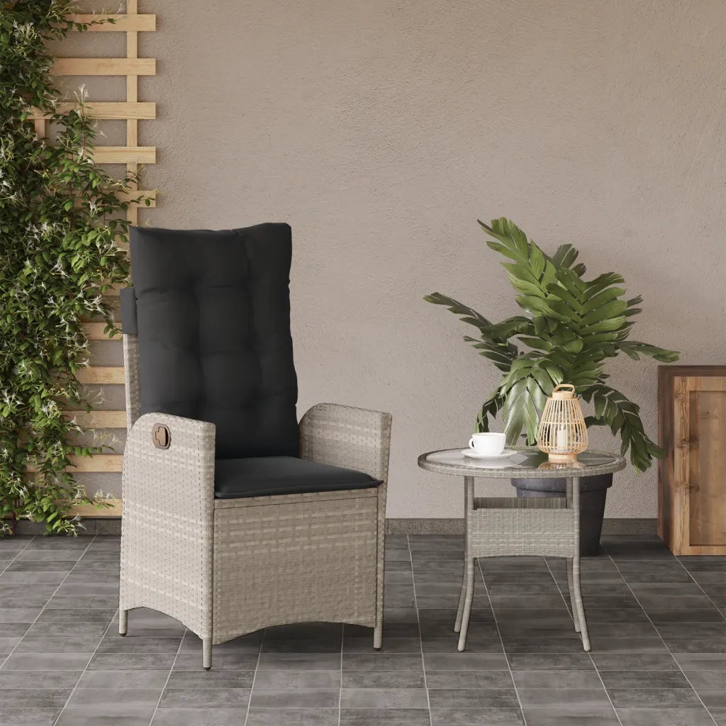 Sedia Reclinabile Giardino | Sedie da Esterno con Cuscini Grigio Chiaro Polyrattan