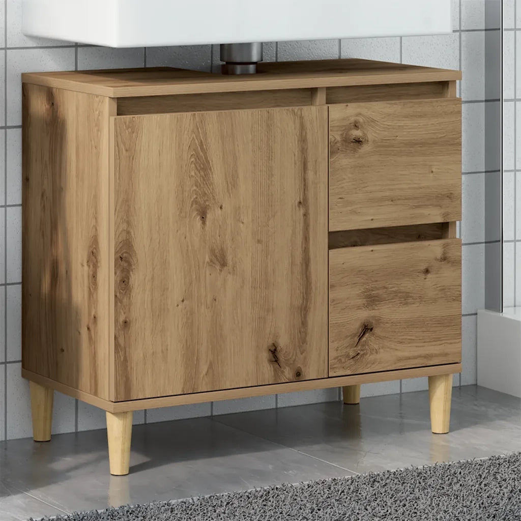 Mobile Sottolavabo Rovere Artigianale 65x33x60 cm in Truciolato 857121