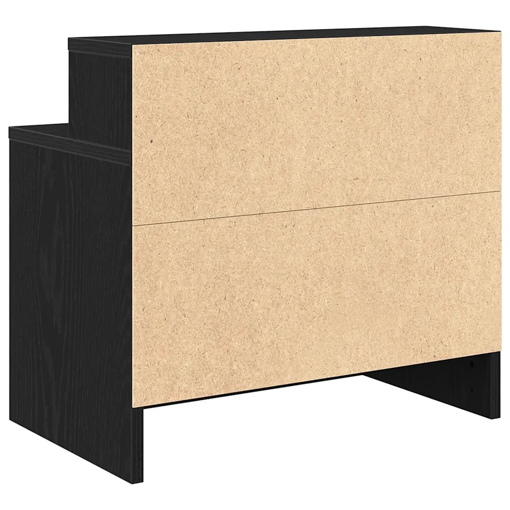 Comodino | Armadio da Notte | Mobiletto da notte con Cassetto Rovere Nero 51x31x47 cm