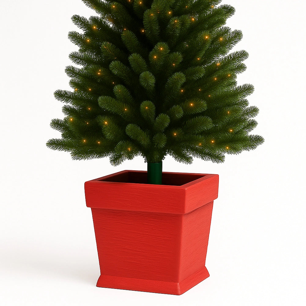 Base Albero di Natale Vaso Rosso Supporto 30x30x35cm con Attacco Universale