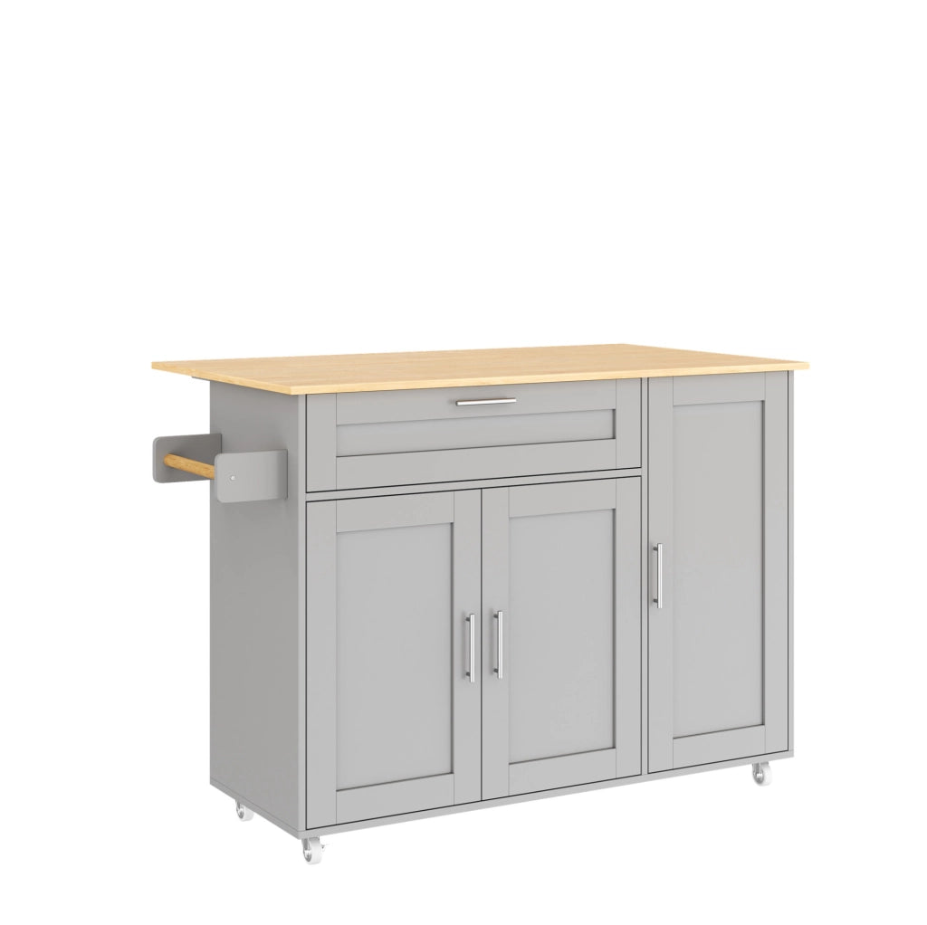 Carrello da cucina 132.5x44(70)x90 cm con piano ribaltabile in MDF grigio