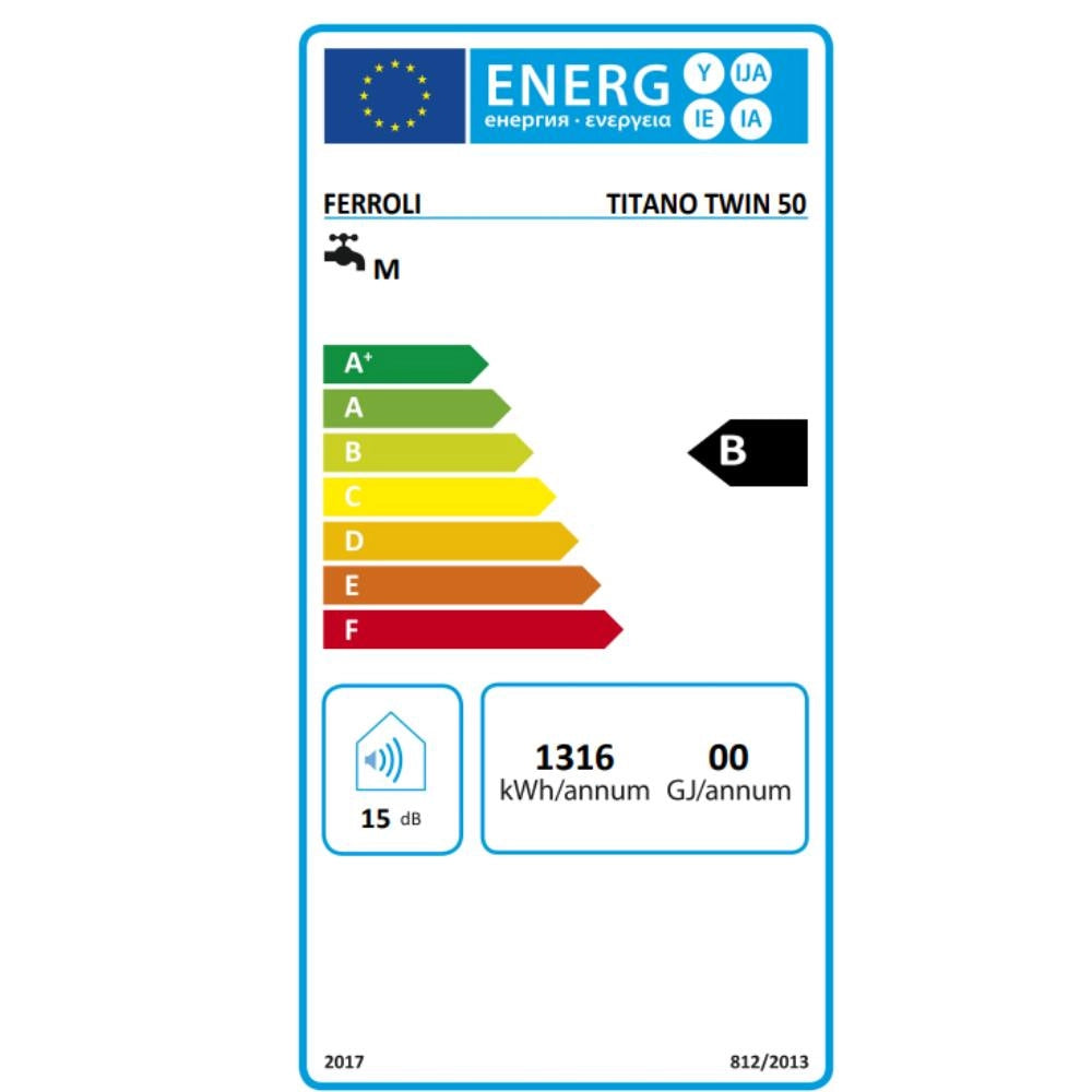 Titano twin scaldacqua elettrico compatto doppio serbatoio wi-fi *** capacità 50 litri, confezione 1