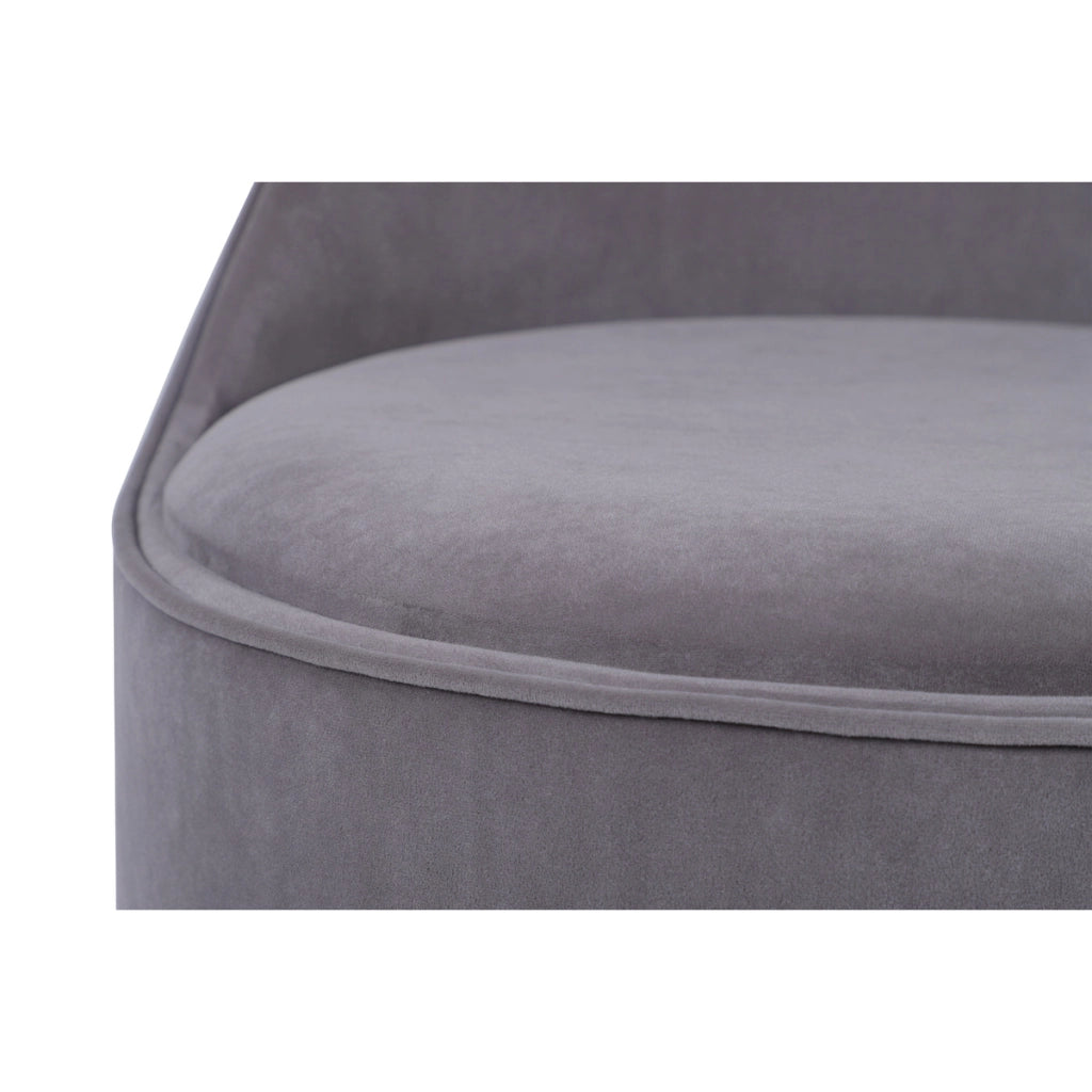 Pouf Girevole Viktor in Velluto Grigio con Vano Contenitore