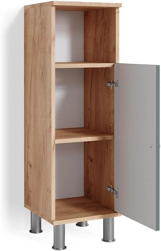 Mobiletto bagno Fynn, Verde, 30 x 95 cm, per la conservazione di accessori da bagno e compatibile con Fynn