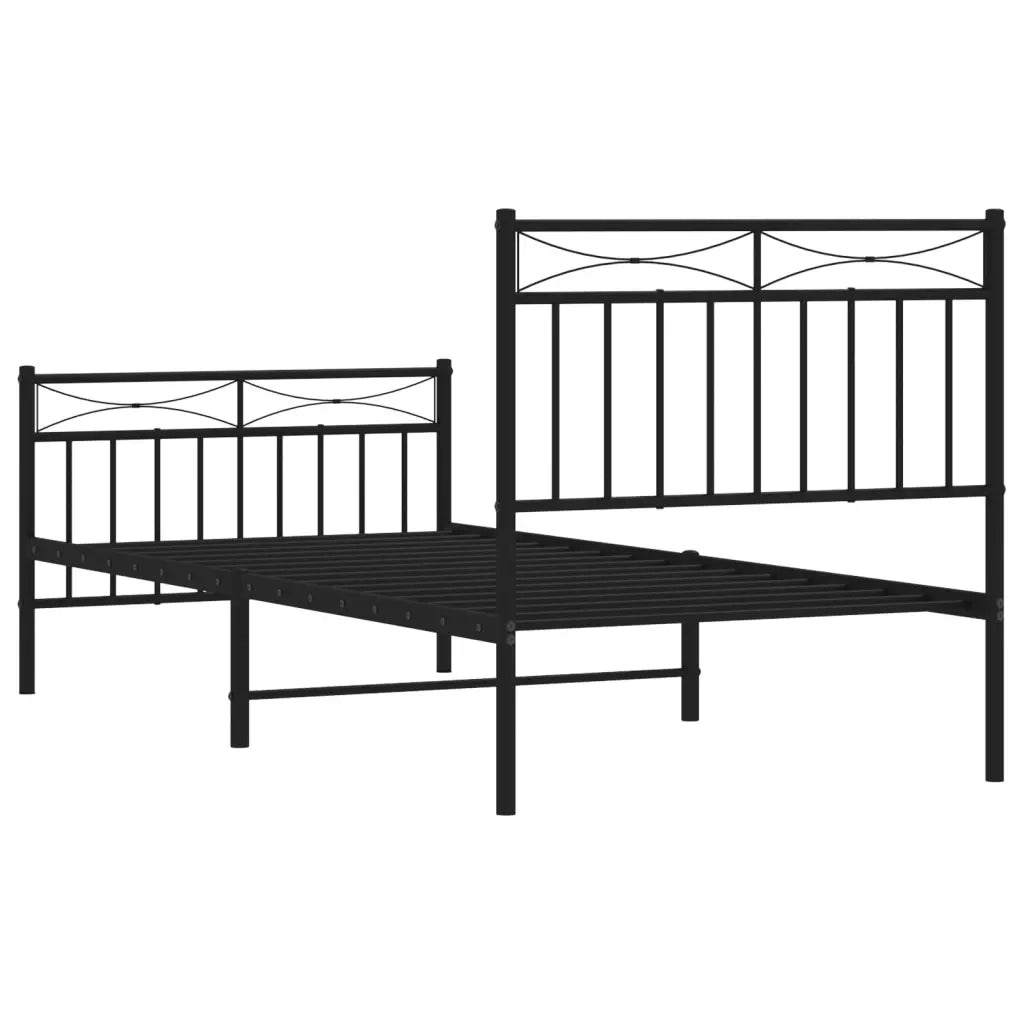 Giroletto con Testiera e Pediera-Struttura Letto Metallo Nero 90x200 cm 164316