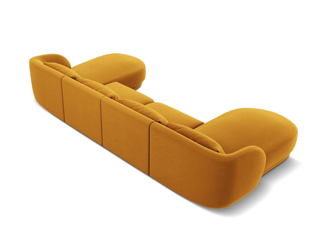 Cosmopolitan Design - Divano panoramico "Tulum" 5 posti in velluto giallo 