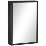 Mobiletto con specchio, mobiletto da bagno con 3 ripiani, armadietto per medicinali, mobiletto a parete per camera da letto, nero, 40 x 12 x 60 cm