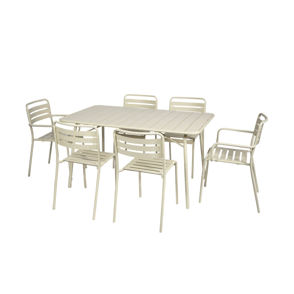 Set tavolo da giardino pieghevole in acciaio con 2 poltrone e 4 sedie,