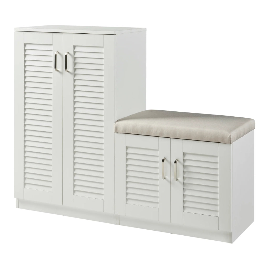 Mobiletto portascarpe Løten con panca MDF 97 x 120 x 36 cm bianco 03_0010122