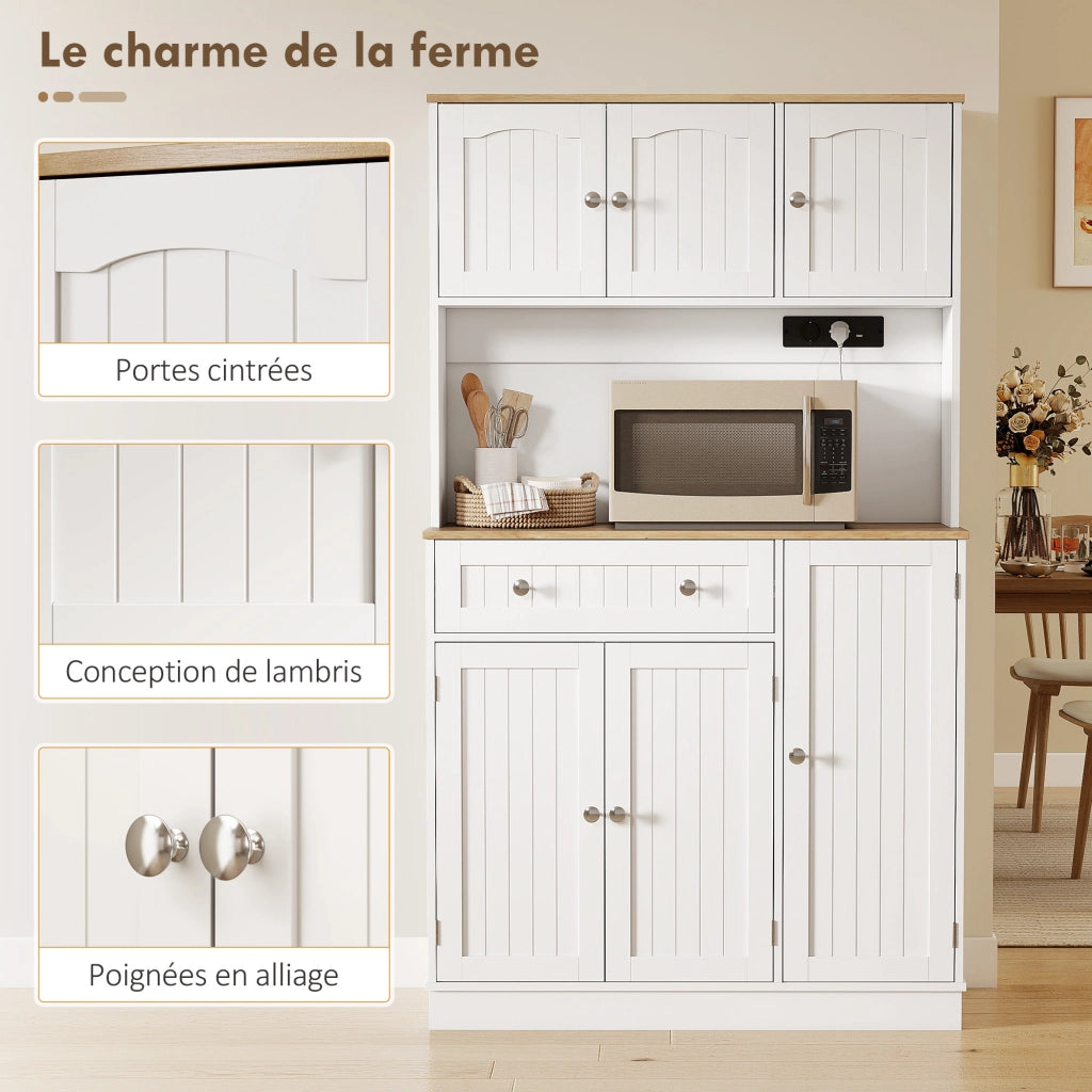 Mobile cucina alto con ricarica ¨C Xylo ¨C 6 ante, piano lavoro, portaspezie, 100x40x173cm, bianco