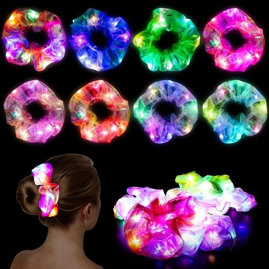 Accessori per capelli illuminanti 8 pezzi - fascia per capelli elastica - 3 modi di illuminazione - per donne e ragazze - accessorio da festa