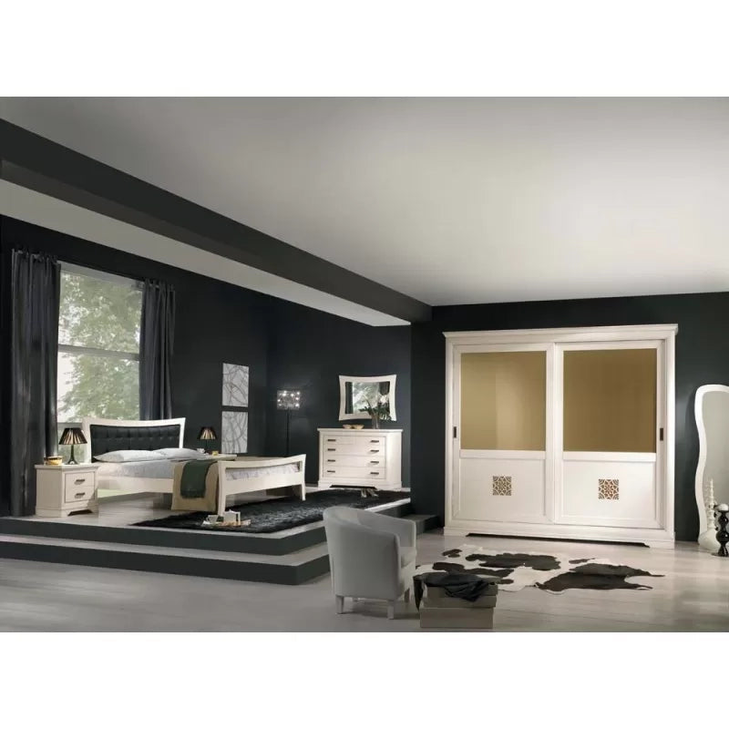 Specchiera rettangolare sagomata legno shabby bianco 108x79x3 - Mobili 2G