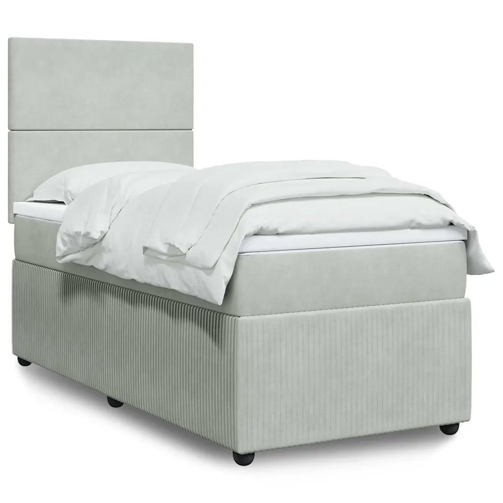 vidaXL Giroletto a Molle con Materasso Grigio Chiaro 100x200cm Velluto
