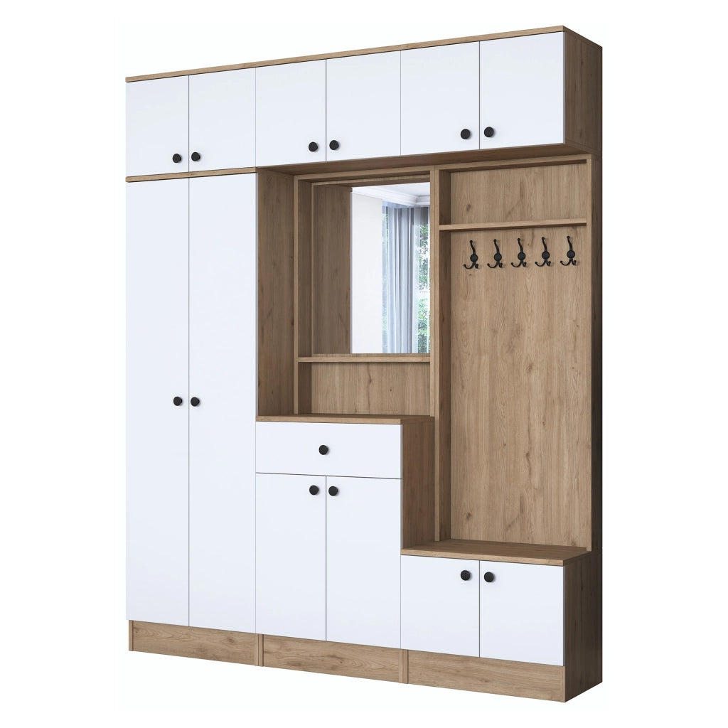 Torpenn, Mobile da Ingresso Specchio Incluso, 179x38x226h cm Bianco