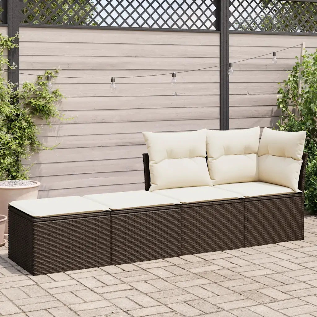 Set Divano Giardino 4 pz con Cuscini Marrone Polyrattan Acacia 3328666