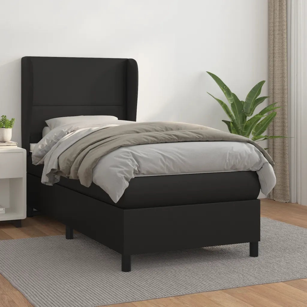 Giroletto a Molle con Materasso-Struttura Letto Nero 90x190 cm in Similpelle 401168