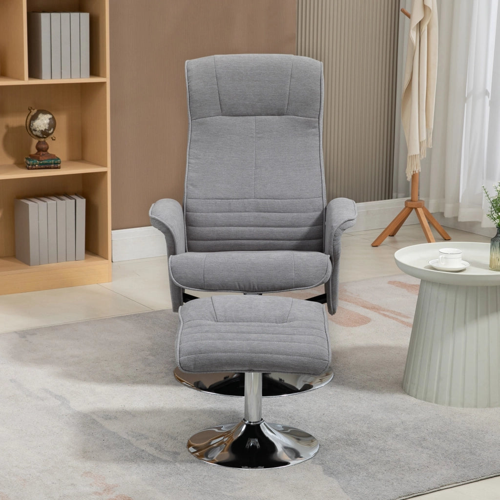 Poltrona Relax Girevole con Poggiapiedi e Schienale Regolabile ¨C Zephmum ¨C Grigio 69x71x104 cm